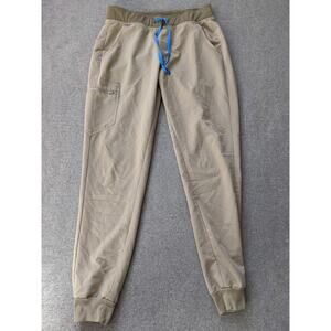 Figs Womens Zamora High Waisted Joggers Scrub Pants Tan 6 Pockets Size Medium
